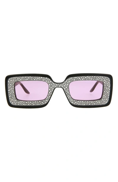 Gucci 49mm Special Edition Crystal Square Sunglasses In Black Pink