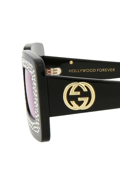 Gucci 49mm Special Edition Crystal Square Sunglasses In Black Pink