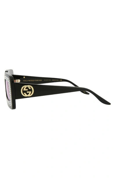 Gucci 49mm Special Edition Crystal Square Sunglasses In Black Pink