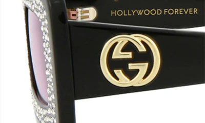 Gucci 49mm Special Edition Crystal Square Sunglasses In Black Pink