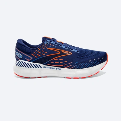 Shop Brooks Men's Glycerin Gts 20 Running Shoes - D/medium Width In Blue Depths/palace Blue/orange