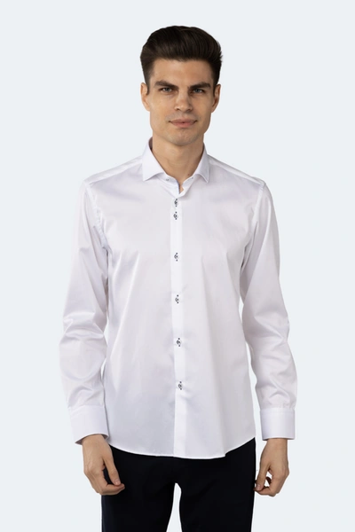 Shop Luchiano Visconti Leo Solid White Shirt