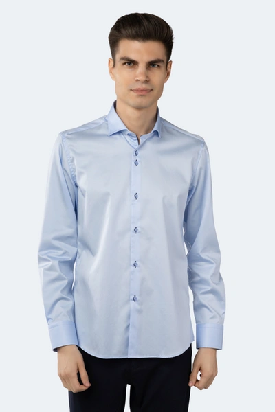 Shop Luchiano Visconti Leo Solid Baby Blue Shirt