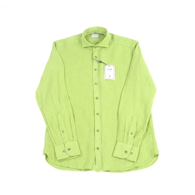 Luchiano Visconti Leo Light Green Linen Shirt In Green