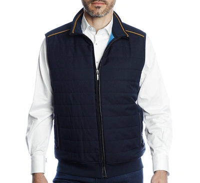 Shop Luchiano Visconti Navy Quilt Front Vest (big & Tall) In Blue
