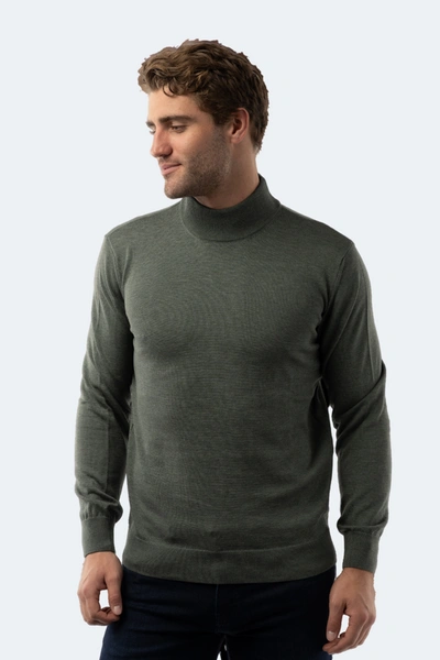 Luchiano Visconti Melange Khaki Mockneck Sweater In Multi