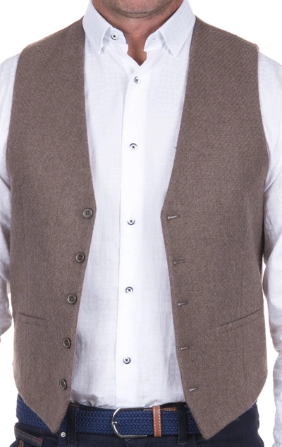 Luchiano Visconti Taupe Woven Vest In Grey
