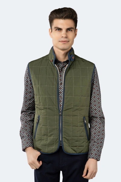 Luchiano Visconti Green Quilted Zip Up Vest In Green