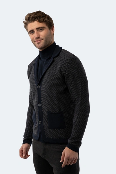 Luchiano Visconti Navy Knit Cardigan In Multi