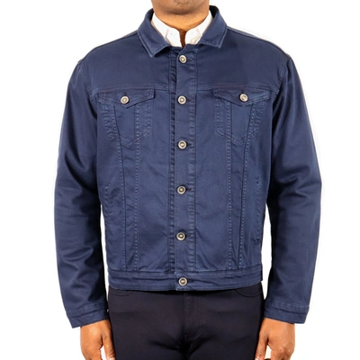 Shop Luchiano Visconti Navy Jean Jacket In Blue