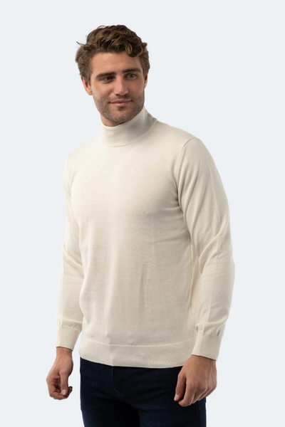 Luchiano Visconti Ecru Mockneck Sweater In White
