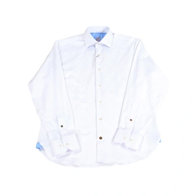 Shop Luchiano Visconti White Jacquard Shirt