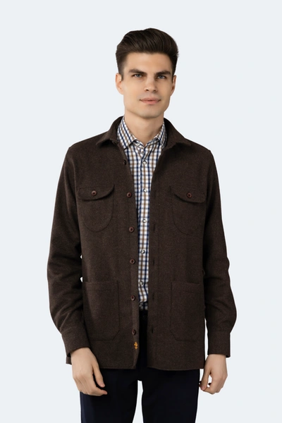 Shop Luchiano Visconti Leo Brown Shacket