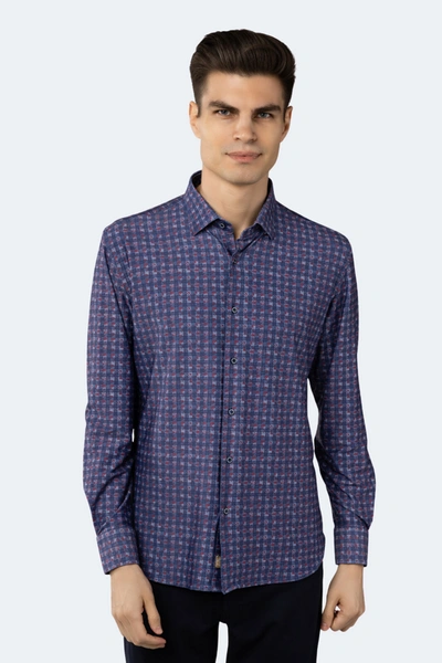 Luchiano Visconti Royal Blue, Red And White Check Box Shirt In Multi