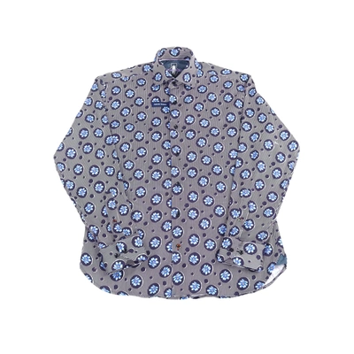 Luchiano Visconti Navy And White Stripes With Royal Blue Floral Shirt In Multi