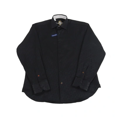 Luchiano Visconti Black Paisley Jacquard Shirt In Black