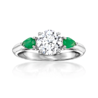 Ross-simons Lab-grown Diamond Ring With . Emeralds In 14kt White Gold In White
