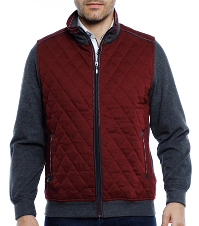 Luchiano Visconti Burgundy And Grey Quilted Jacket In Multi