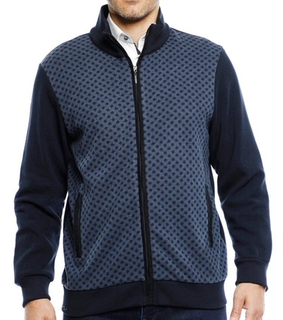 Luchiano Visconti Indigo Knit Zip Up In Multi
