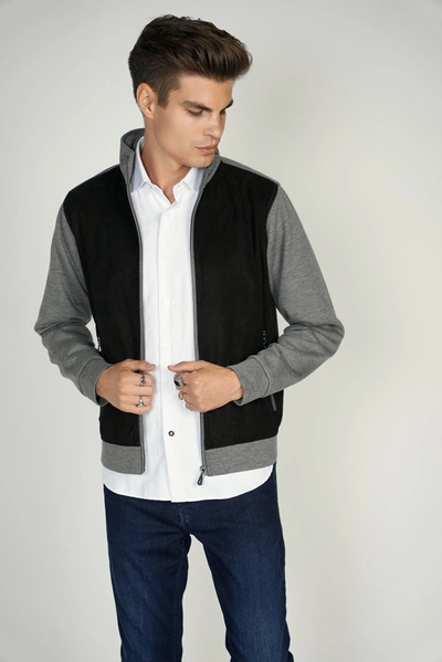 Luchiano Visconti Grey Suede Jacket In Multi