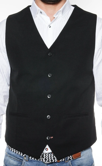 Shop Luchiano Visconti Solid Black Knit Vest