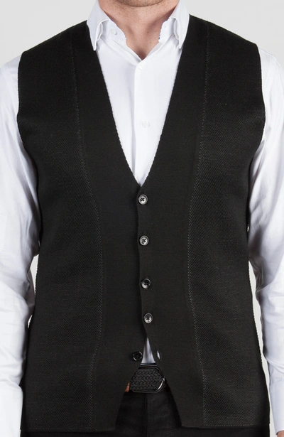 Shop Luchiano Visconti Black & Grey Sweater Vest In Multi