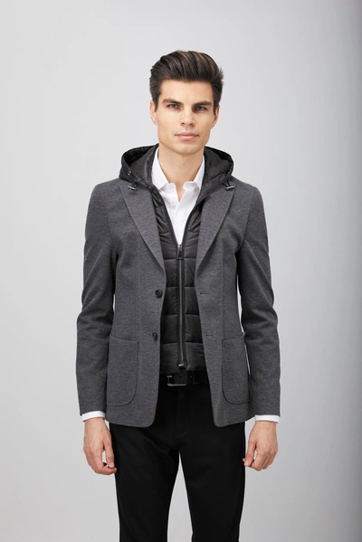 Luchiano Visconti Grey Puffer Hood Sportcoat In Grey
