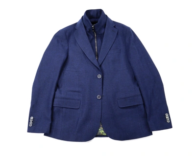 Luchiano Visconti Navy Herringbone Sportcoat In Multi