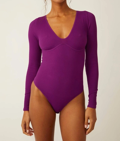 Shop Free People Meg Seamless Vneck Bodysuit In Purple In Pink