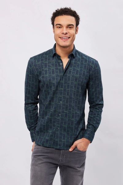 Max Colton James Shirt In Navy/green In Multi