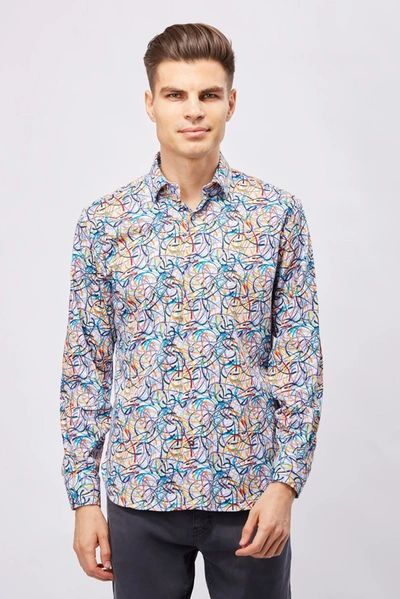 Shop Luchiano Visconti Multicolor Swirls Shirt