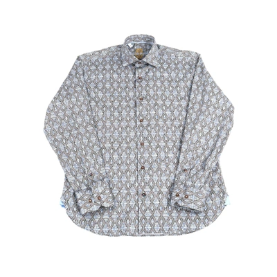 Shop Luchiano Visconti Multi Blue Diamond Stripe Shirt