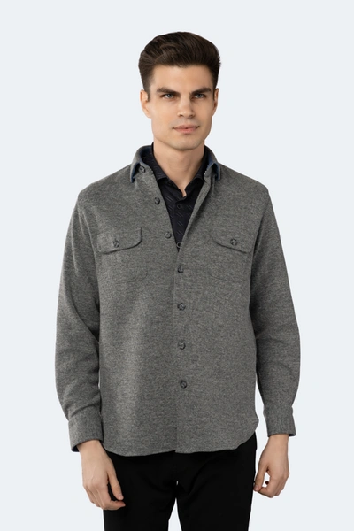 Shop Luchiano Visconti Grey Shacket