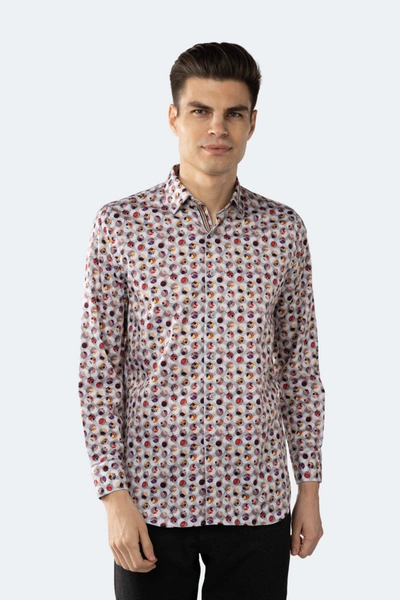 Luchiano Visconti White And Grey Circle Shirt In Multi