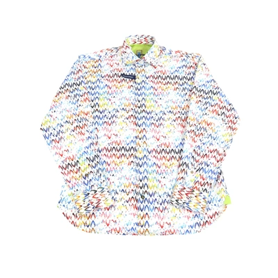 Luchiano Visconti White With Multicolor V's Shirt In Multi