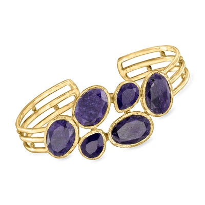 Ross-simons Sapphire Cuff Bracelet In 18kt Gold Over Sterling In Multi