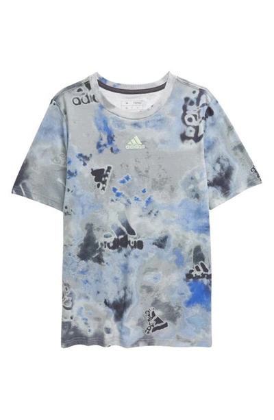 Shop Adidas Originals Kids' Tie Dye Logo Graphic T-shirt In Medium Grey