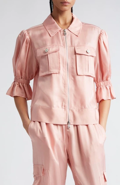 Shop Cinq À Sept Holly Ruffle Sleeve Jacket In Coral Pink