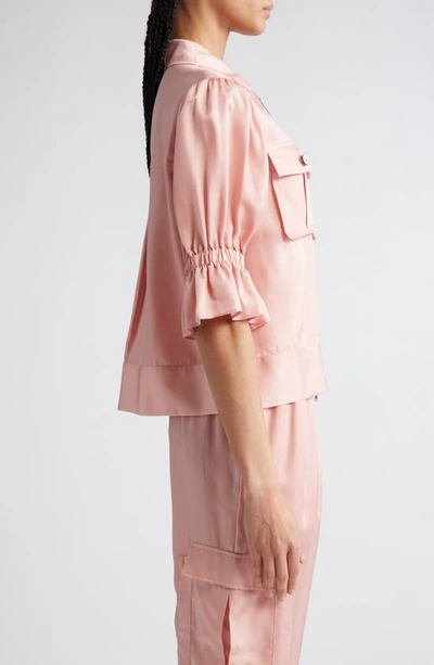 Shop Cinq À Sept Holly Ruffle Sleeve Jacket In Coral Pink