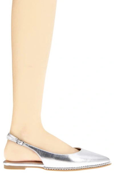 Bcbgeneration Valerie Slingback Pointed Toe Flat In Silver