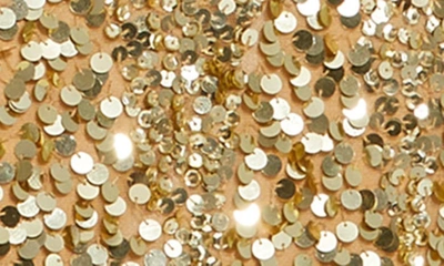 Shop Mac Duggal Sequin & Paillette Cutout Detail Gown In Gold