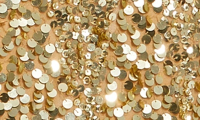 Mac Duggal Sequin & Paillette Cutout Detail Gown In Gold