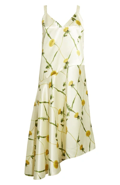 Shop Burberry Dandelion Argyle Asymmetric Satin Midi Dress In Sherbet Ip Pattern