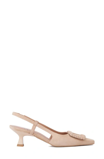 Aquatalia Slingback Weatherproof Suede Pumps In Almond