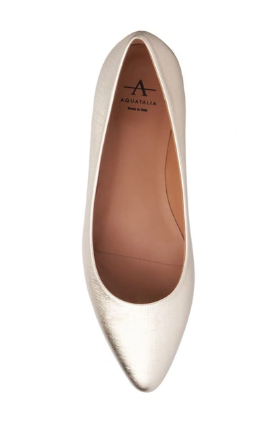 Shop Aquatalia Penina Pointed Toe Flat In Platinum