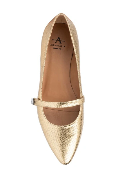 Shop Aquatalia Priya Pointed Toe Mary Jane Flat In Gold