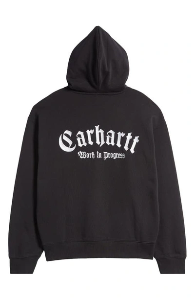 Shop Carhartt Onyx Script Cotton Graphic Hoodie In Black / White