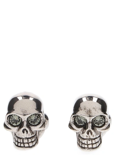 Shop Alexander Mcqueen Twin Skulls Jewelry Silver