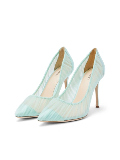 Shop L Agence Marie Pump In Mint Tulle/satin