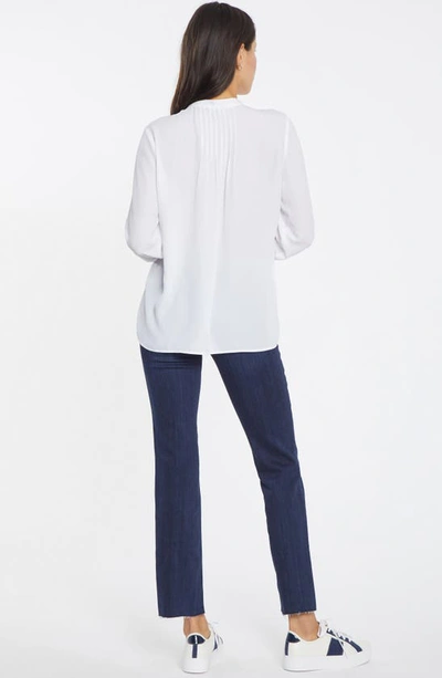 Shop Nydj Pleated Peasant Blouse In Optic White